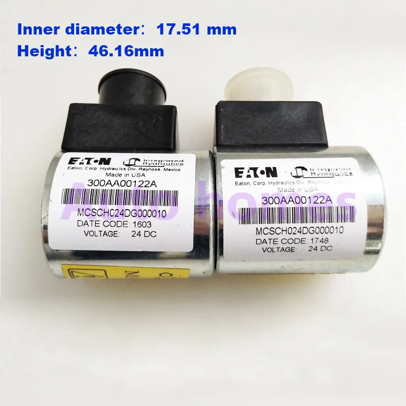 Vikers Bobina de Válvula Solenóide 300aa00122a dc 24v Diâmetro Interno 17.51 mm Altura 46.16 mm