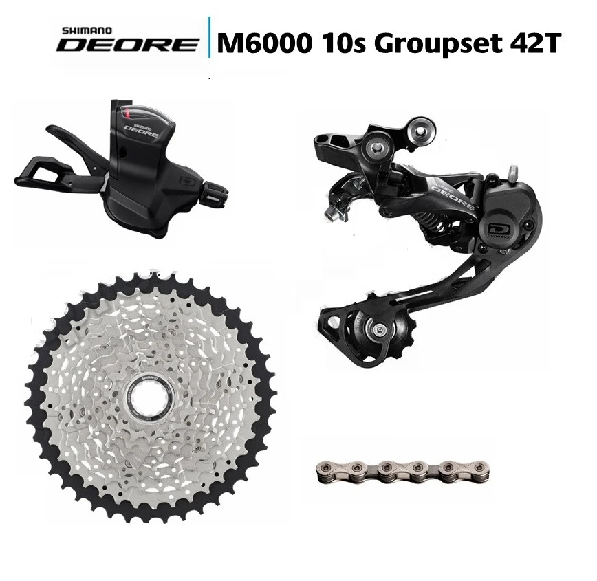 

Shimano DEORE M6000 / M610 10 Speed Shifter + Rear Derailleurs + 42T 46T 50T BOLANY Cassette + KMC X10 Chain 4 piece Groupset