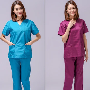 

2020 Summer Women Hospital Medical Scrub Clothes Set Fashionable Design Slim Fit Dental Scrubs Beauty Salon Men Nurse Uniform