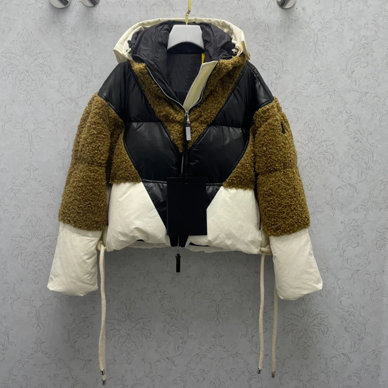 セール中 白いガチョウのベルベットのコート 女性用90 高品質のコントラストカラー ジッパー付きの暖かいパーカー 冬21 オンラインストア取扱店 Sekkomon Jp