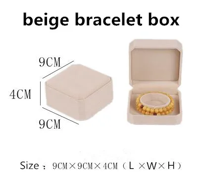 Bracelet Бежевая серия 100 шт/партия Velet Ювелирная упаковочная коробка под заказ отображение логотипа коробка кольцо ожерелье браслет коробка для хранения - Цвет: Bracelet
