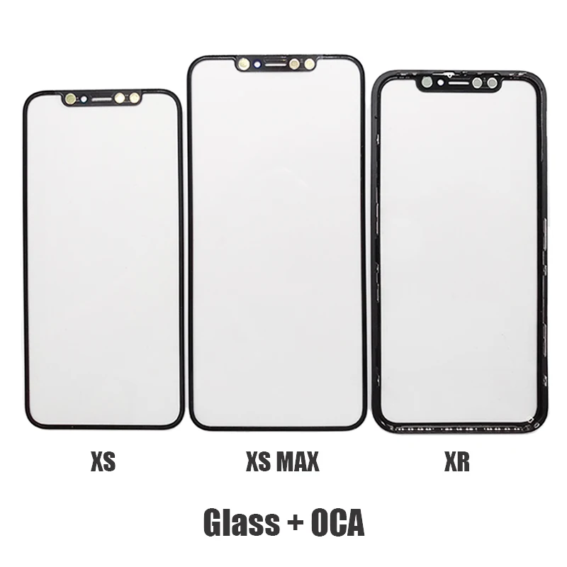 

for iPhone XS MAX XS X XR Screen Front Panel Glass with OCA Film LCD Display Lens Fix Mobile Phone Repair Parts Tools 2in1 Glass