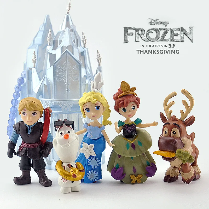 6 шт./компл. disney Замороженная Принцесса Анна, Эльза, Олаф Свен замок Ледяной дворец трон ПВХ фигуры экшен игрушки; модельная кукла игрушки
