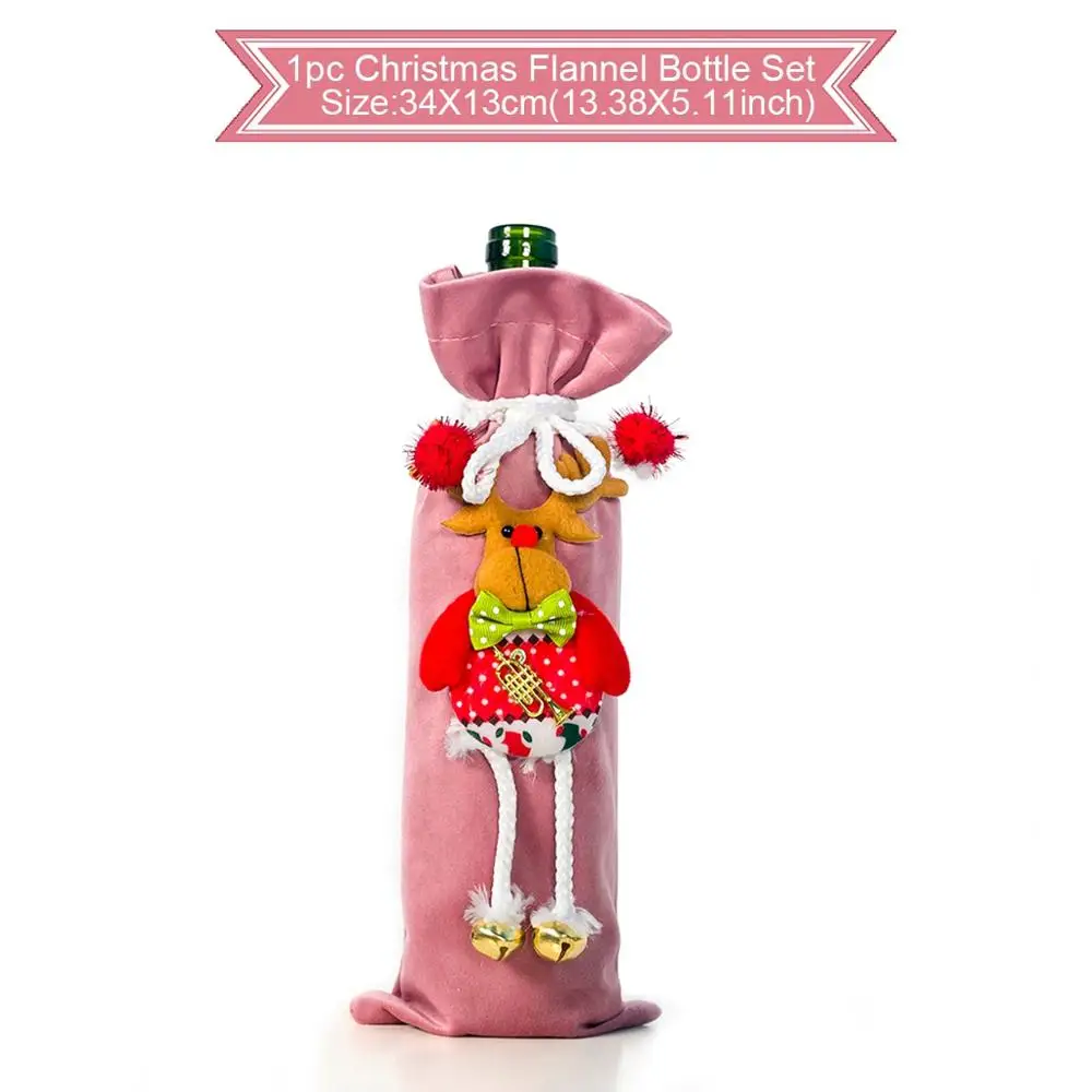 QIFU Санта-Клаус Снеговик Рождественская бутылка вина обложка Счастливого Рождества декор для искусственный цветы декор стола год - Цвет: Bottle Set 6