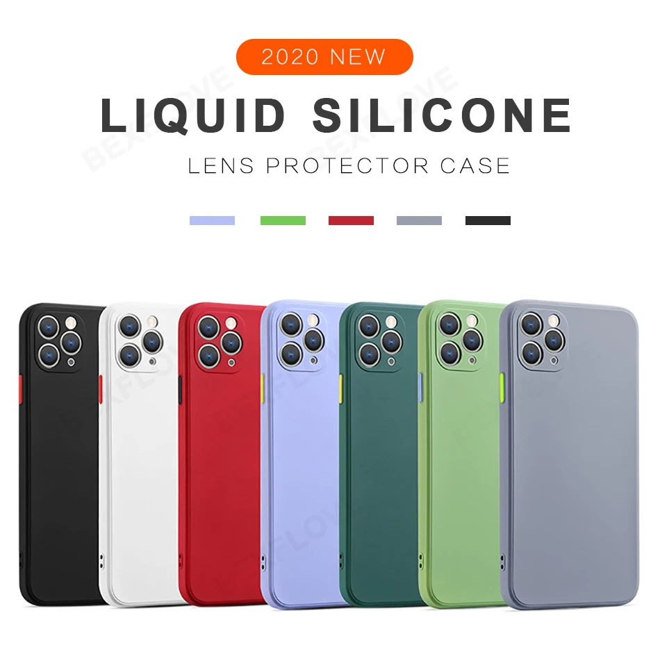 Phone Case For Apple iPhone 11 12 Pro Max Mini XR XS Max SE 2020 X 8 7 Plus 7Plus 8Plus Case Original Liquid silicone Soft Cover