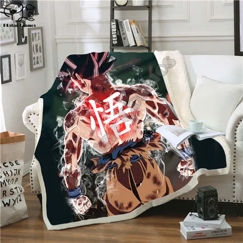 Светло-желтый Аниме Драконий жемчуг, 3D принт, шерпа, одеяло, диване, пододеяльник, для путешествий, постельные принадлежности, выход, бархатное, плюшевое, Флисовое одеяло, постельное белье, стиль-21 - Цвет: Светло-желтый