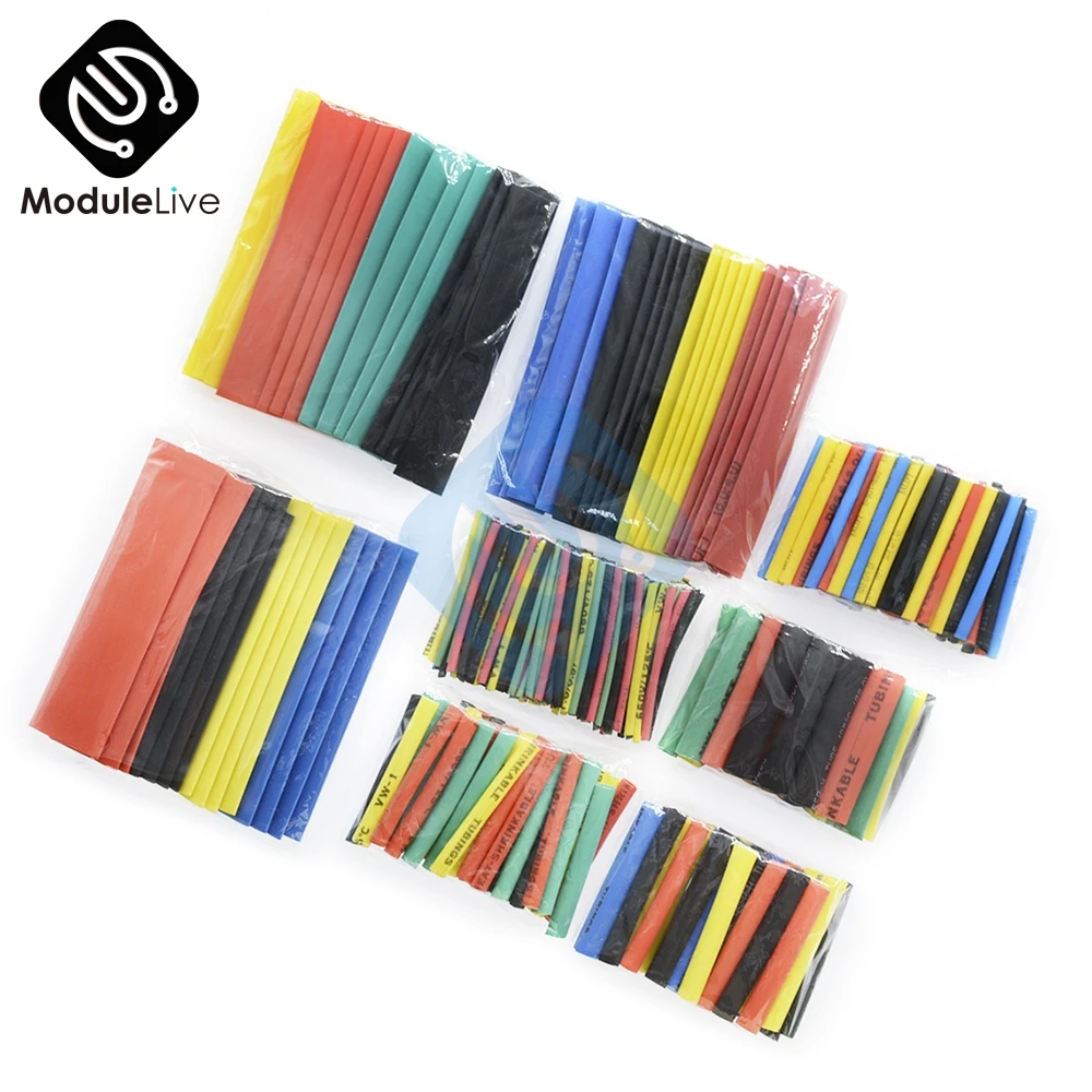 

127/140/164/328/530Pcs Assorted Polyolefin Heat Shrink Tubing Tube Cable Sleeves Wrap Wire Tube 2:1 Halogen-Free