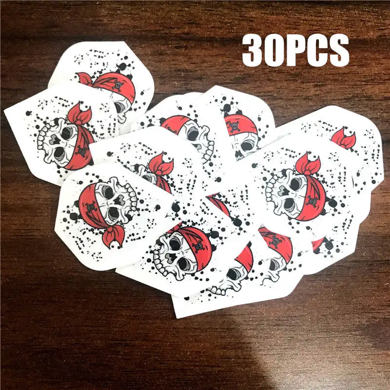Red 30pc MRTNAN 30 шт Профессиональные Дартс полеты крыло для мягкой стали дартс крыло хвост с рисунком черепа - Цвет: Red 30pc