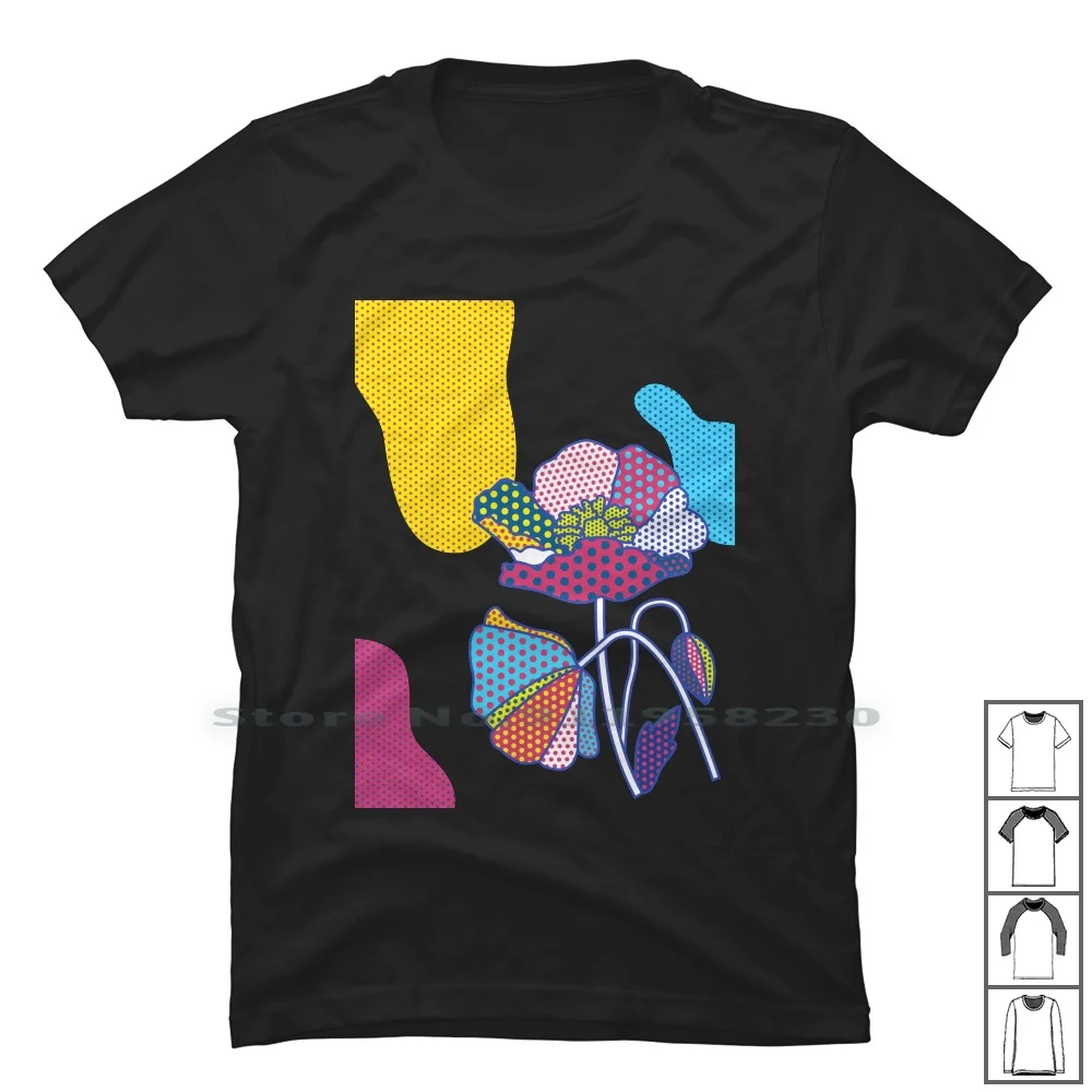 Maglietta Multicolore Con Fiori Di Papavero 100% Fiori Di Cotone Fiore Color Papavero Multi Kids Flow Pop Mom Low Dad We