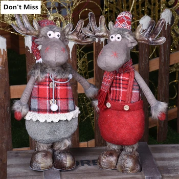 

73cm Novel Elk Christmas Reindeer Doll Retractable Navidad Figures Christmas Decorations for Home New Year xmas tree Ornament