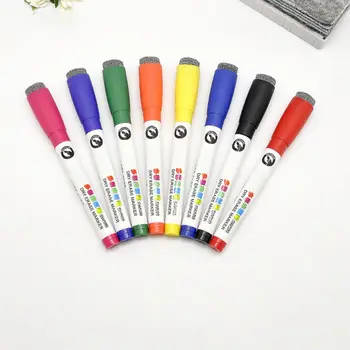

8 Colors Magnetic Whiteboard Marker Pens with Eraser Erasable Fine Nib Student Office School Supplies