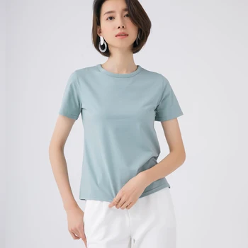 

New Summer T Shirt Women Knitted Casual Short Sleeves Top O-Neck Tshirt Slim Kintwear Female T-shirt