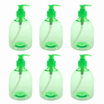 

6pcs 500ml Empty Press Bottle Plastic Jar Lotion Dispenser Mini Refillable Empty Cosmetic Emulsion Lotion Dispenser Random Color