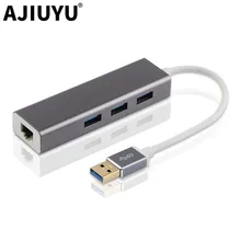 Ajiuyu USB концентратор USB 3,0 к Gigabit Ethernet адаптер RJ45 док-станция мульти порт для ПК компьютер ноутбук аксессуары usb3.0 концентратор