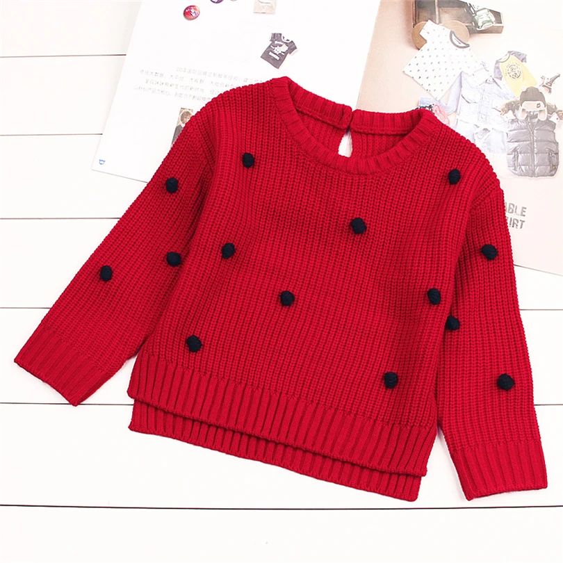 

Newborns Polka Dot Sweater Baby Boys Girls Knit Pullover Tops Autumn Winter Round Neck Soft Warm Long Sleeve Clothes 6-24M A20