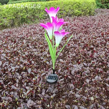 

2 Pcs 4 Heads Solar Lily Lantern Led Simulation Lantern Outdoor Decorative Lawn Lamp Solar Panel Led Lamp Garden Lighting