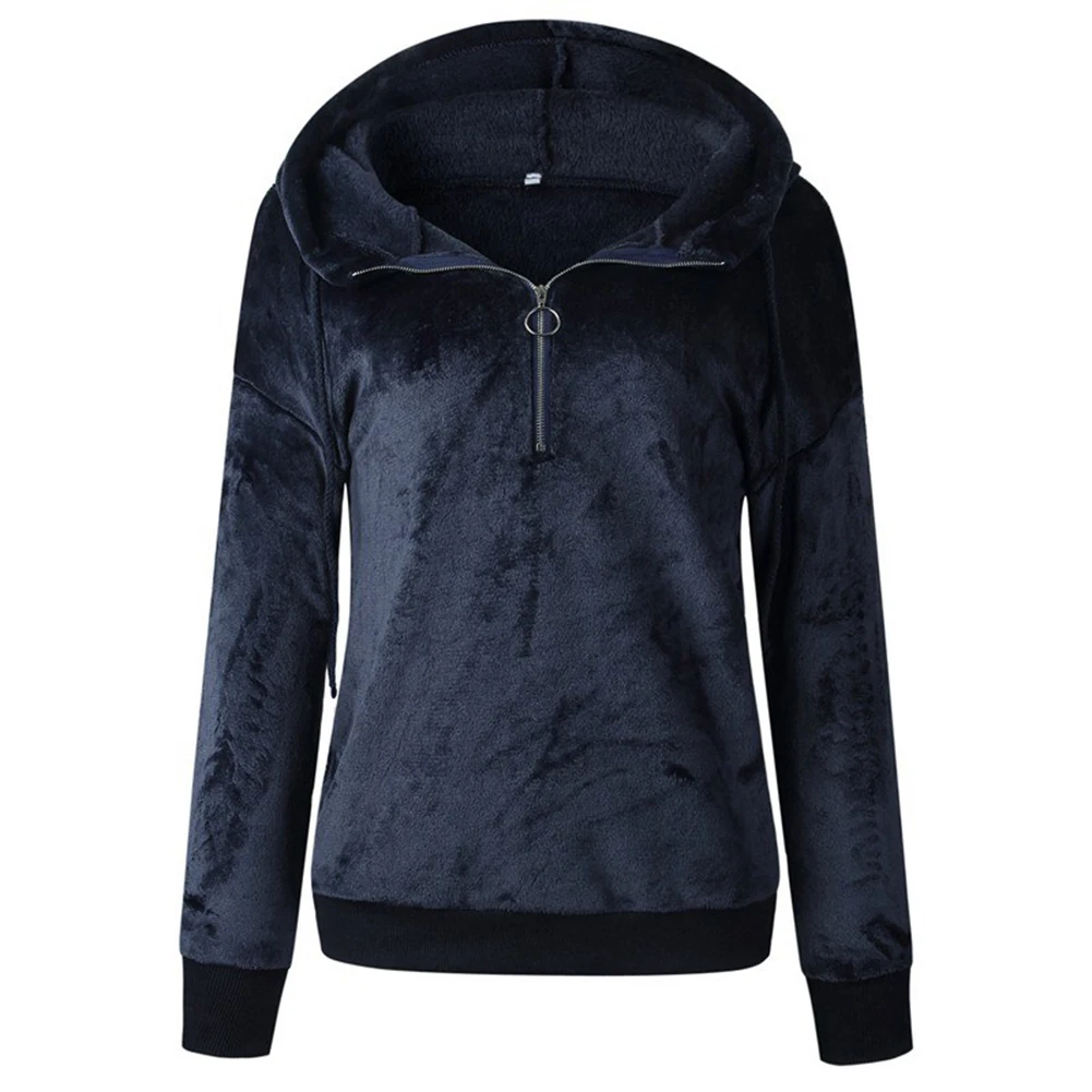 RoyalBlue Женские толстовки на осень и зиму размера плюс с длинным рукавом и карманом, пуловер с капюшоном, Женская плюшевая толстовка, женская одежда - Цвет: RoyalBlue