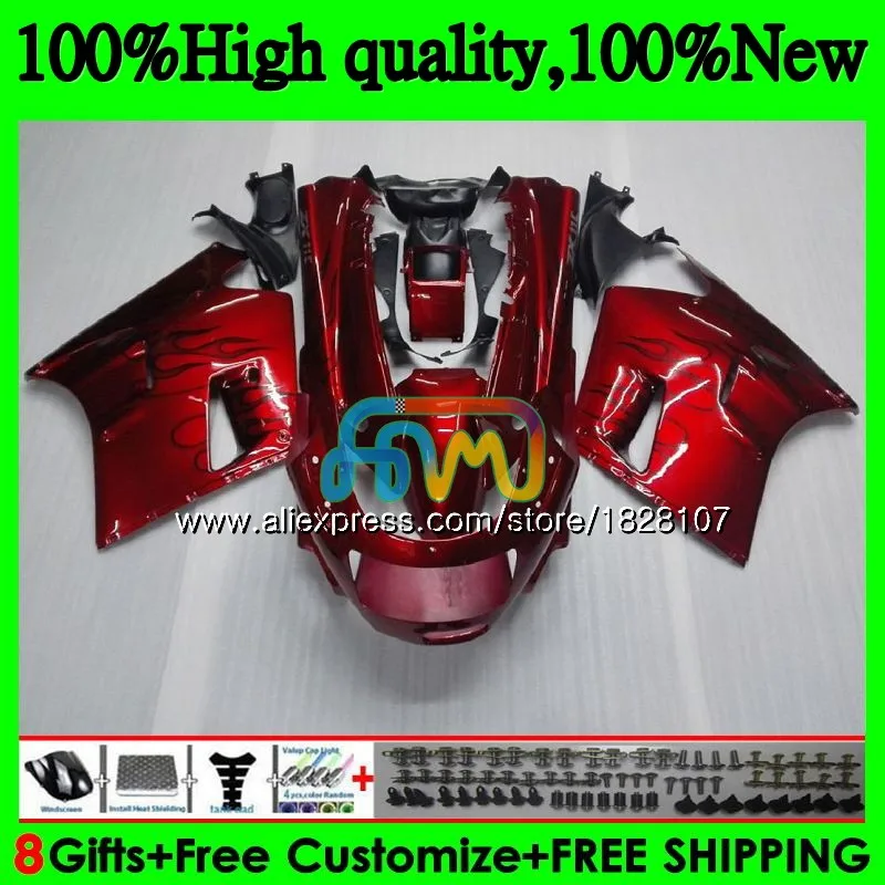 ZX-11 для KAWASAKI ZX11 ZX-11R ZZR 1100 ZX 11R 8BS. 9 ZZR1100 черно-пламя ZX11R 93 94 95 96 97 1993 1994 1995 1996 1997 обтекатель - Цвет: No. 1