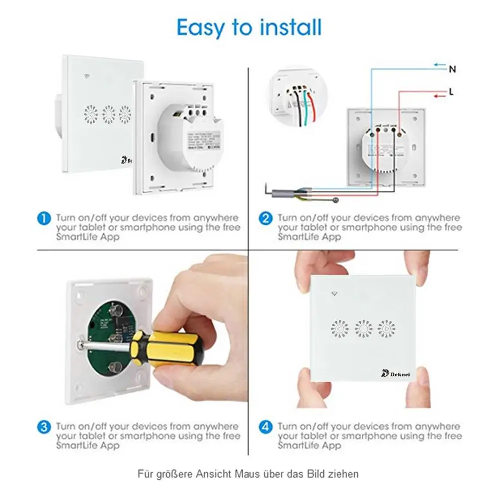 Teekar WiFi Dimmer Switch Smart Light Touch Switch Dimming For Amazon Alexa Google Home Dimmable UK/EU Standard Water Drop Shape