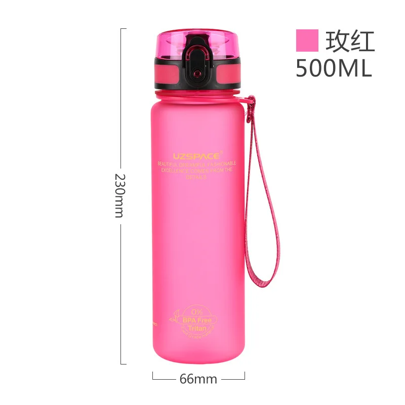 Pink 500ml Портативный 1000 мл пластиковая чашка для воды для путешествий портативный герметичные боьшая чашка походная бутылка для воды для занятий йогой кемпинг для питья - Цвет: Pink 500ml
