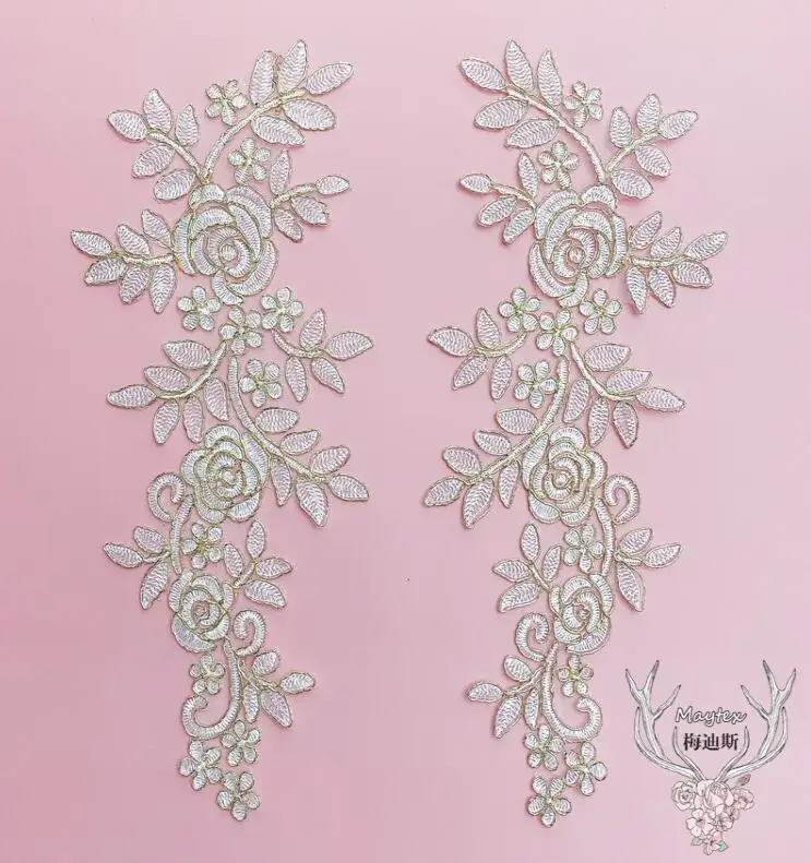 Lace fabric sewing applique lace collar 4 Pcs/2 Pairs