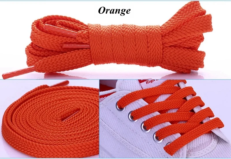 Orange 1 пара двойных плоских шнурков высокого качества из полиэстера шнурки Модные Спортивные Повседневные шнурки 28 цветов - Цвет: Orange