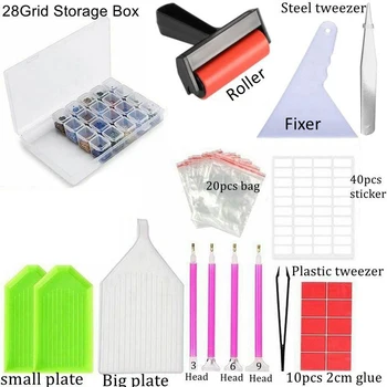 

5D diamond painting tools Kits Roller Storage Box Drill Pen Tray Tweezer Embroidery Accessories Diamond Painting Tools