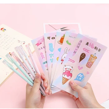 

Fashion suit cartoon gel pen 0.5mm black Drawing Student Writing Tools Office Stationery with hand account sticker needle pen