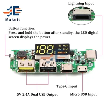

QC Flash Charging Mobile Power Boost Module LED Display Charger Circuit Board 5V 2.4A Fast Overcharge Battery Power Module