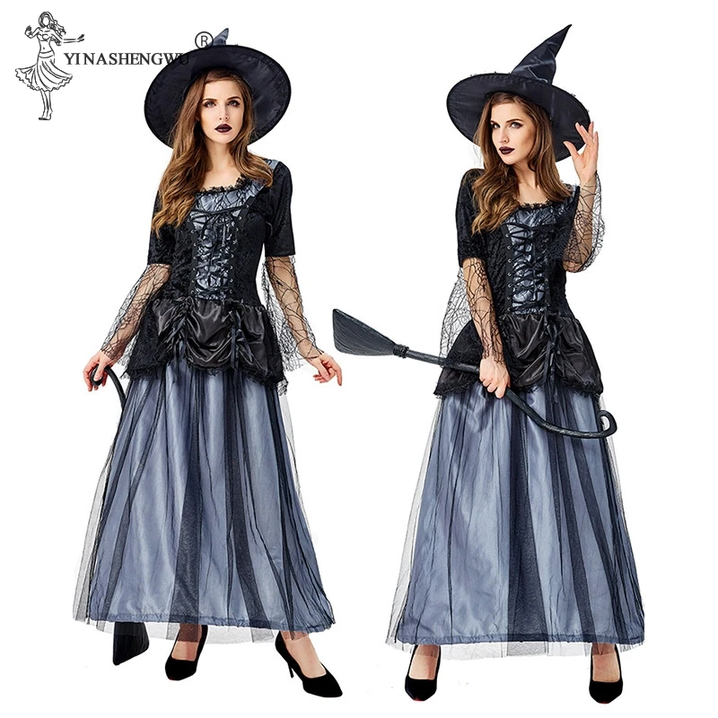 Cosplay Costumes Ghost Fancy Maxi Dress Scary Vampire Witch DressWomen Halloween Victorian Dress Medieval Masquerade Costume