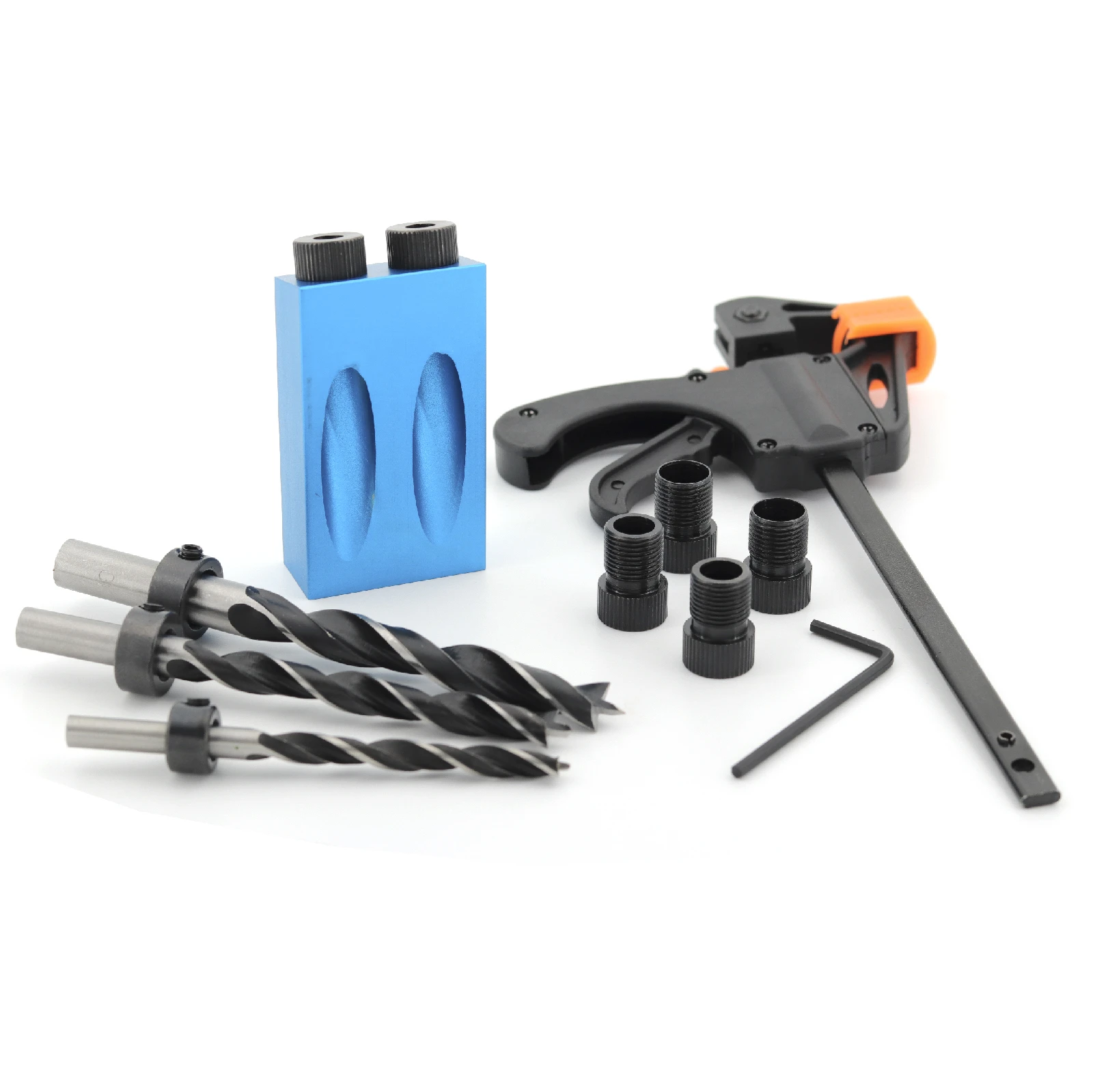 Woodworking Oblique Hole Locator Drill Bits Pocket Hole Jig Kit 15