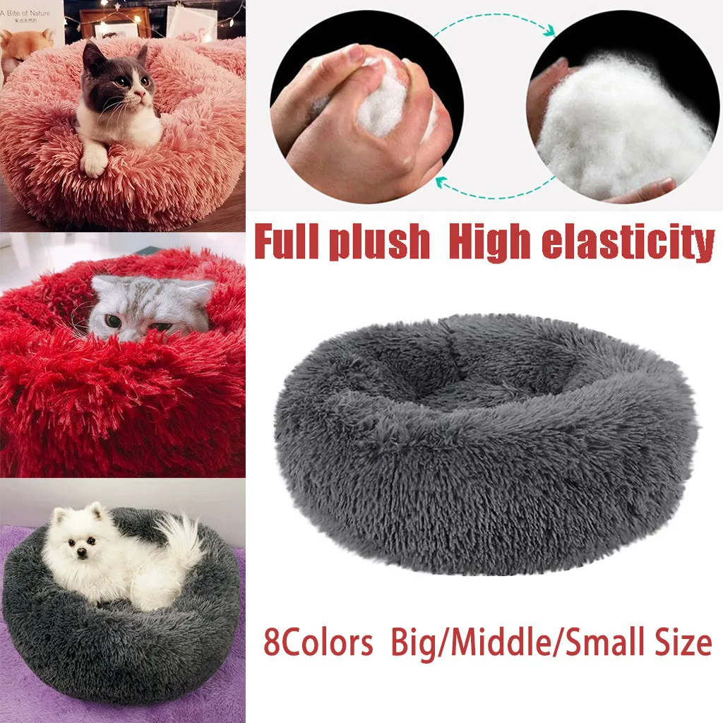 Round Dog Cat Bed Pet Washable Pet Cat House Dog Breathable Lounger Sofa Deep Sleep Cat Litter Kennel Super Soft Plush Beds@47