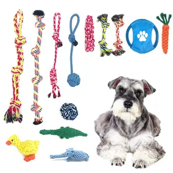 

11 Pcs Dog Pet Chew Rope Toys Set Washable Durable Cotton Clean Teeth Interaction Entertainment Colorful Puppy Bite