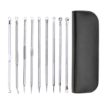 

9pcs Stainless Steel Acne Needle Extractor Removing Tool Face Care Blackhead Pimple Remover Comedone Extract Ance Needle Tool