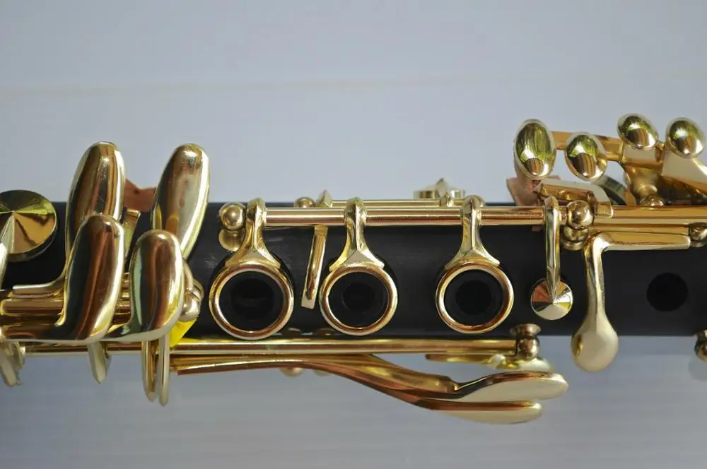 Clarinet Eb Tune 17 Keys Ebony Wood or Bakelite Black and Gold Nickel Plated Good Sounds With Case Accessories Hot Selling