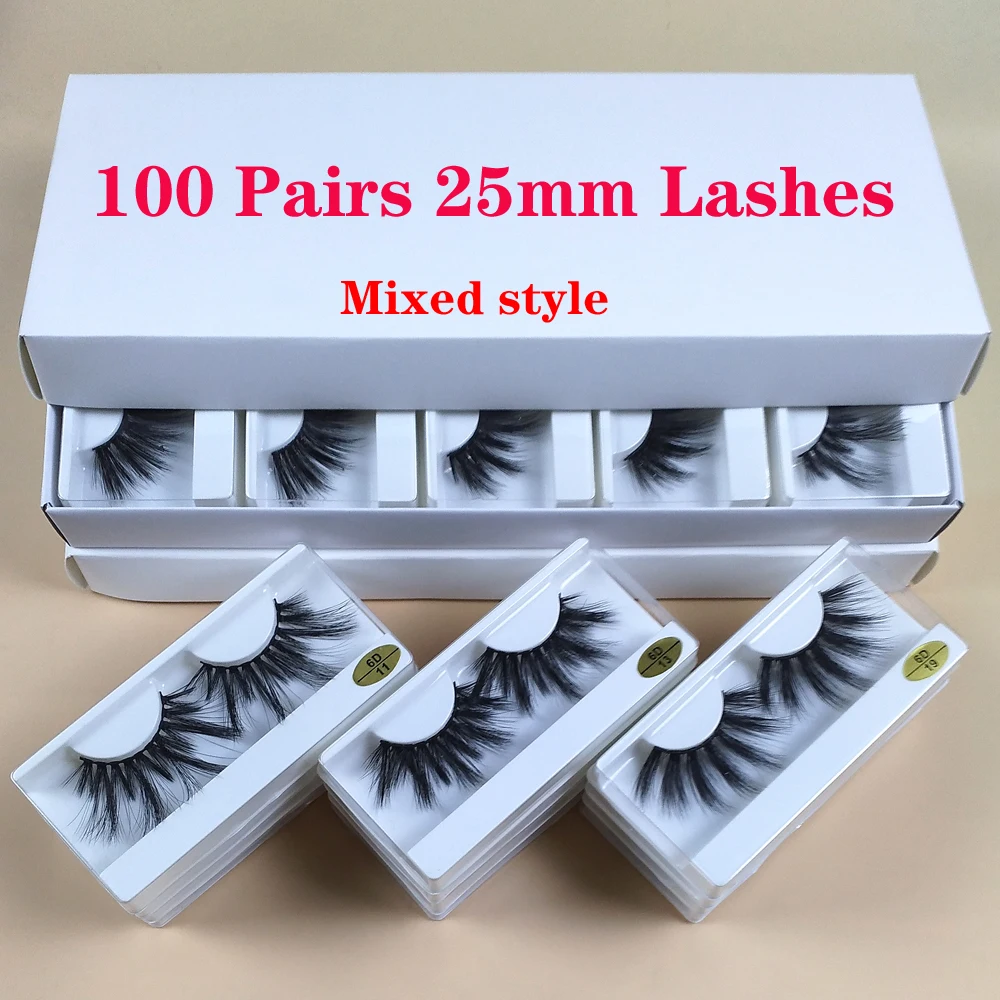 Wholesale 25mm Lashes 30/50/100 Pairs False Eyelashes Thick Strip Mink Makeup Dramatic Long In Bulk | Красота и здоровье