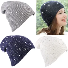 Новая шерстяная женская шапка, теплая шапка, Модная вязаная Осенняя утолщенная жемчужная шапка, зимние шапки для женщин Gorro
