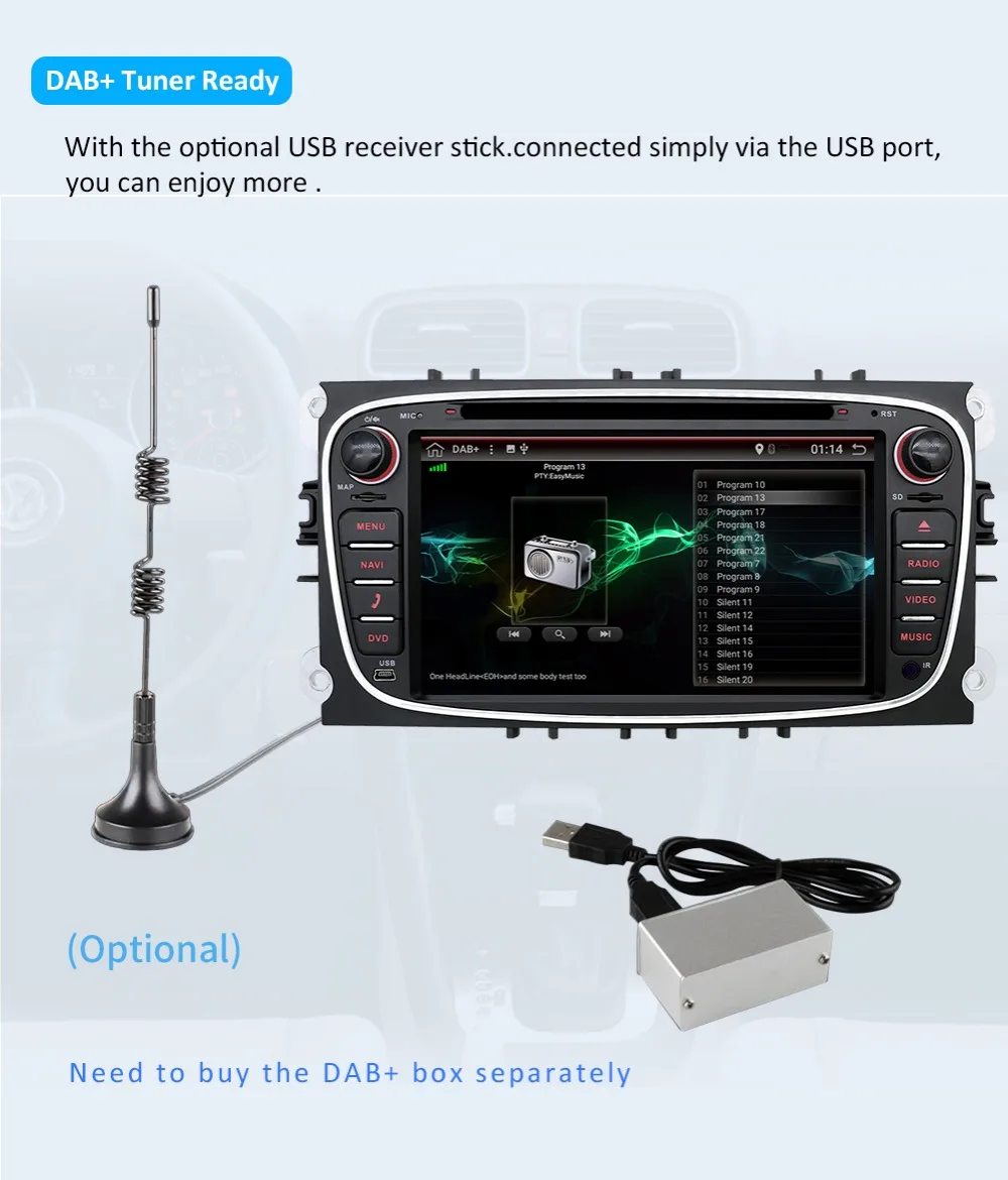 Cheap car multimedia player for Ford  focus Mondeo S-max smax Kuga c-max wifi BT 3/4G RDS USB ANDROID 7.1 2 DIN CAR DVD GPS Octa Core 16
