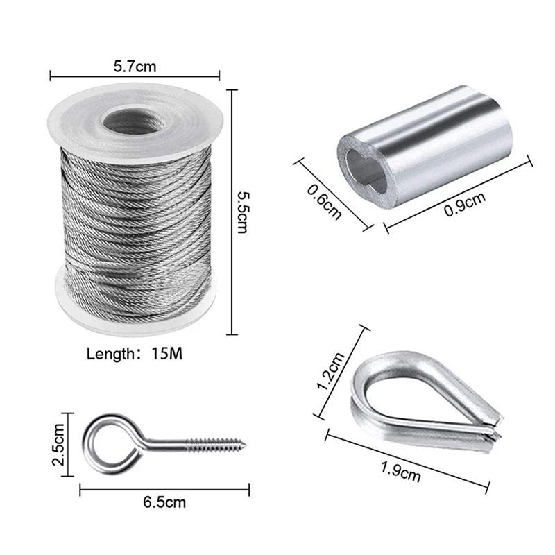 Relax love Garden Wire Kit,Steel Cable Rope Iron Wire Fence Coil Kit  Heavy-duty Turnbuckle Steel Wire Tensioner Filter for DIY Garden Wire  Project