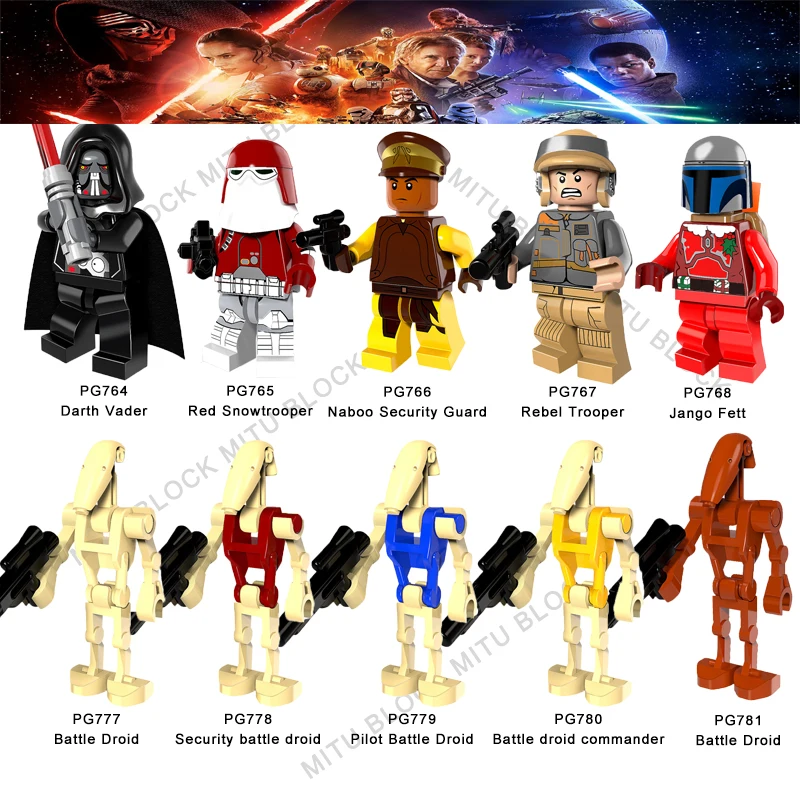 

Single Sale Star Wars Brick Darth Vader Red Snowtrooper Naboo Security Guard Rebel Trooper Security Battle Droid Building Block