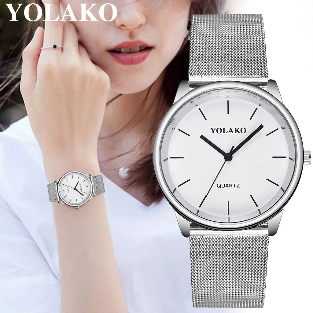 

Women's hot sale quartz watch stainless steel mesh belt watch with simple mirror quartz watch holiday gift ас мђжские 50*