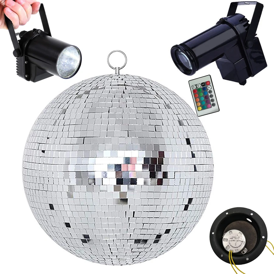 Dia25/30CM Glass Mirror Ball Hanging Disco With 10W RGB Beam Pinspot Lamp For DJ KTV Club Stage Bar Party Wedding Christmas | Лампы и