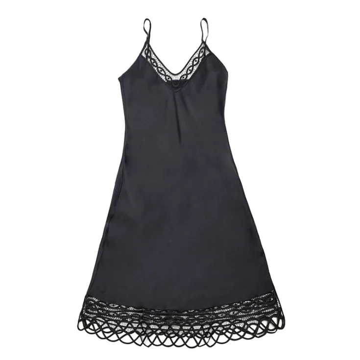 CAVME Silk Nightdress for Women Spaghetti Strap One Pieces Inner Long Dress Solid Color Elegant Sleepwear