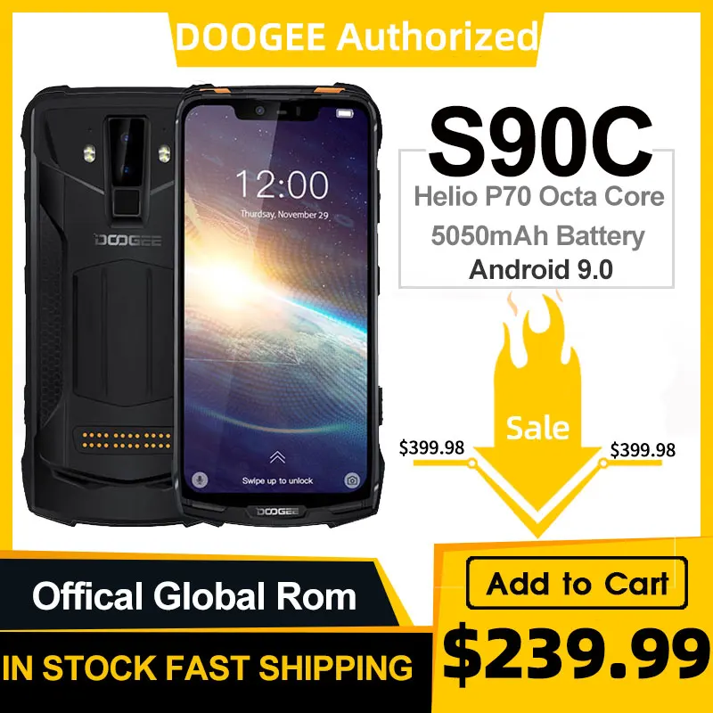 Смартфон DOOGEE S90C IP68 упрочненный Восьмиядерный 4 + 64 ГБ 16 8 Мп 6 18 дюйма 12 В 2 А 5050 мА · ч