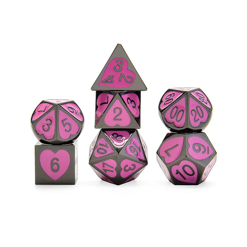 7pcsset Metal Dice With Black Drawstring Bag D4 D6 D8 D10 D% D12 D20 Polyhedral TRPG DND Board Game Entertainment Dice BC0265 (5)