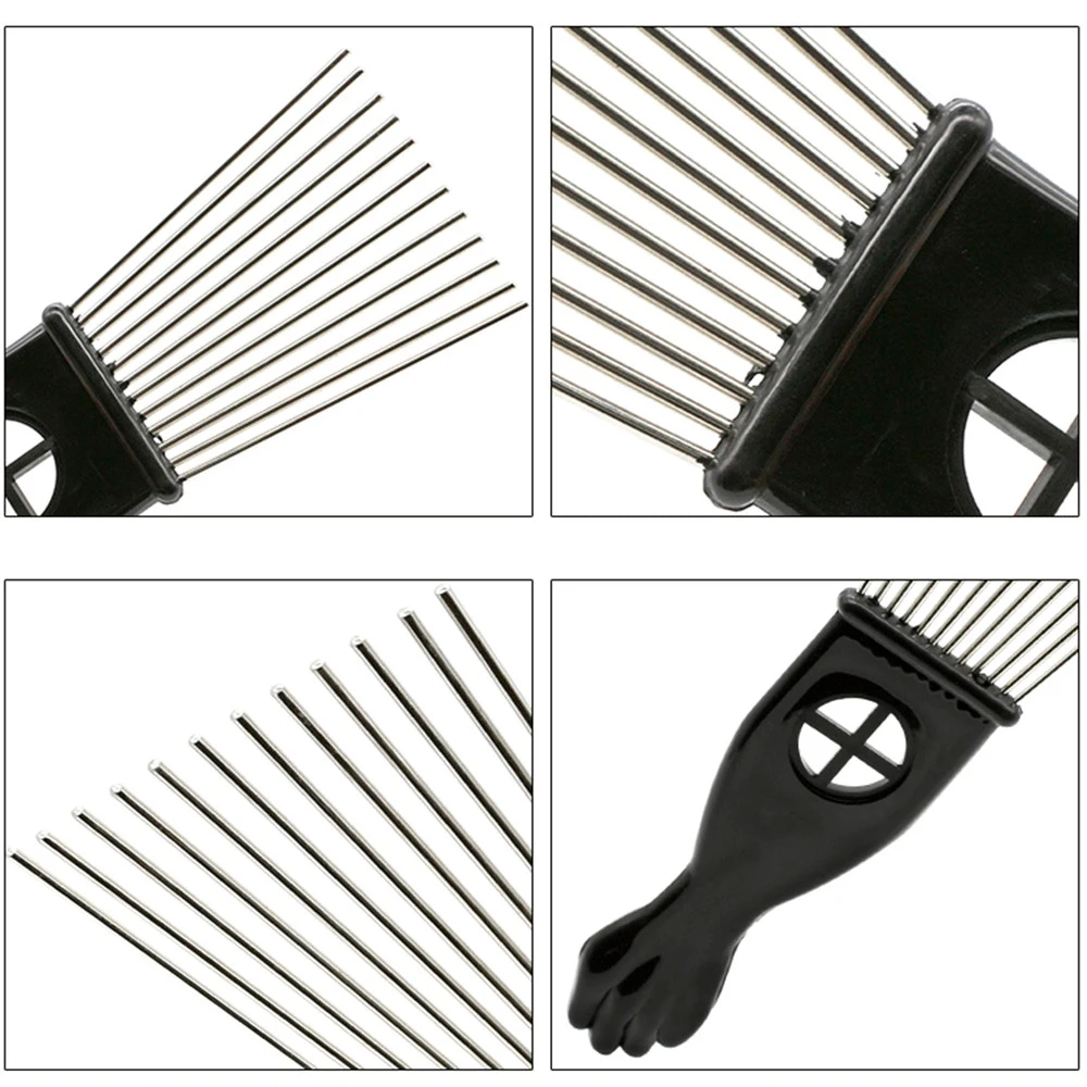Mayitr 4 Size Black Fist Afro Metal Comb African Hair Pik Comb Brush Salon Hairdressing Hairstyle Styling Tool (8)