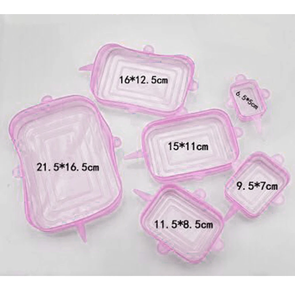 6xReusable Durable Expandable Food Covers Seal Lids Green/Rose Red/Yellow 6xReusable Durable Expandable Food Covers Seal Lids Green/Rose Red/Yellow