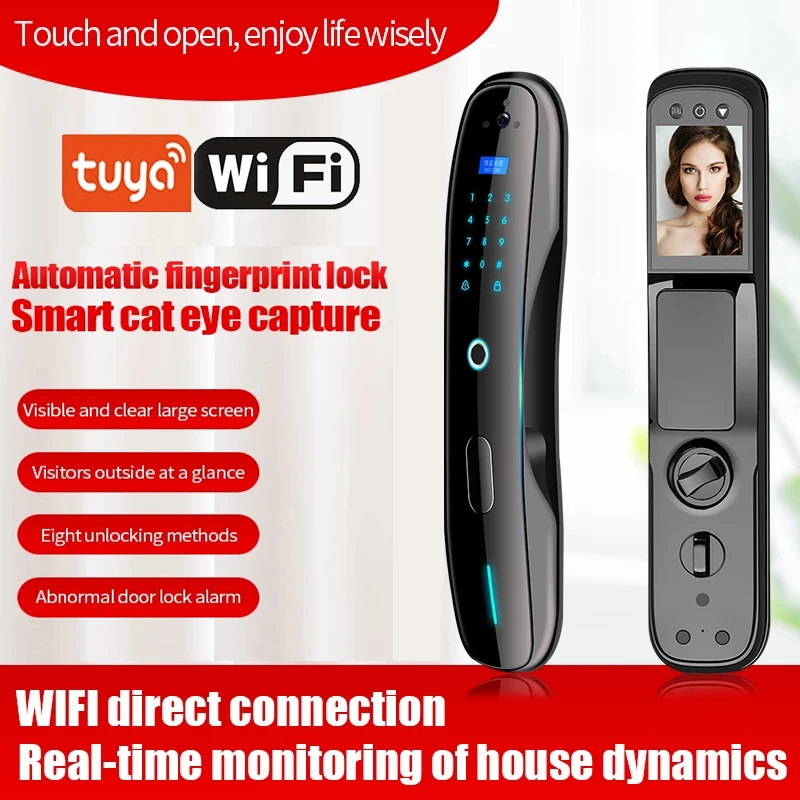 TUYA door lock password lock automatic fingerprint lock household aluminum alloy remote intelligent lock electronic appdoor lock