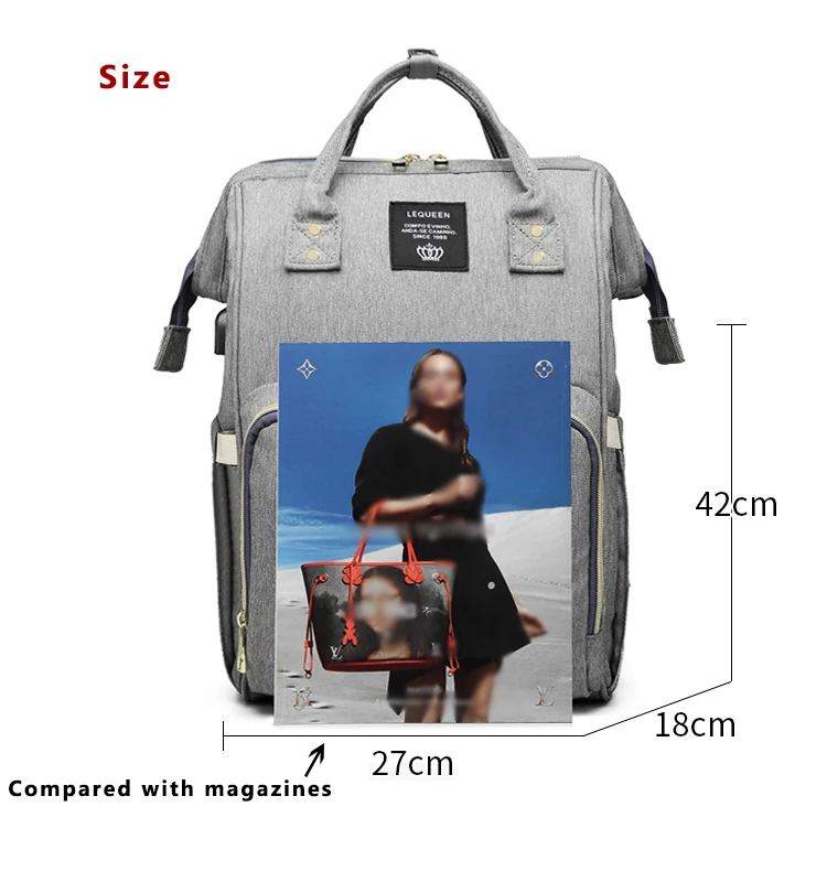 LEQUEEN Mummy Maternity Bags Large Capacity Diaper Bag Waterproof Travel Backpack Nursing bag Baby bags With USB Interface