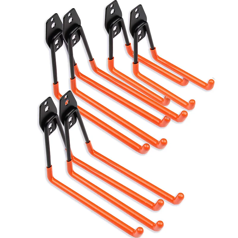 

Steel Garage Storage Utility Double Hooks, Easy to Install Wall Mount Hangers for Organizing Large Tools, Anti Slip Design Holdi